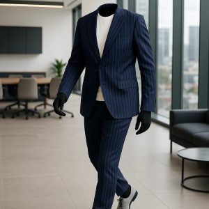 DISTRICT 00 – Abito Gessato Blu da Uomo Elegante e Moderno
